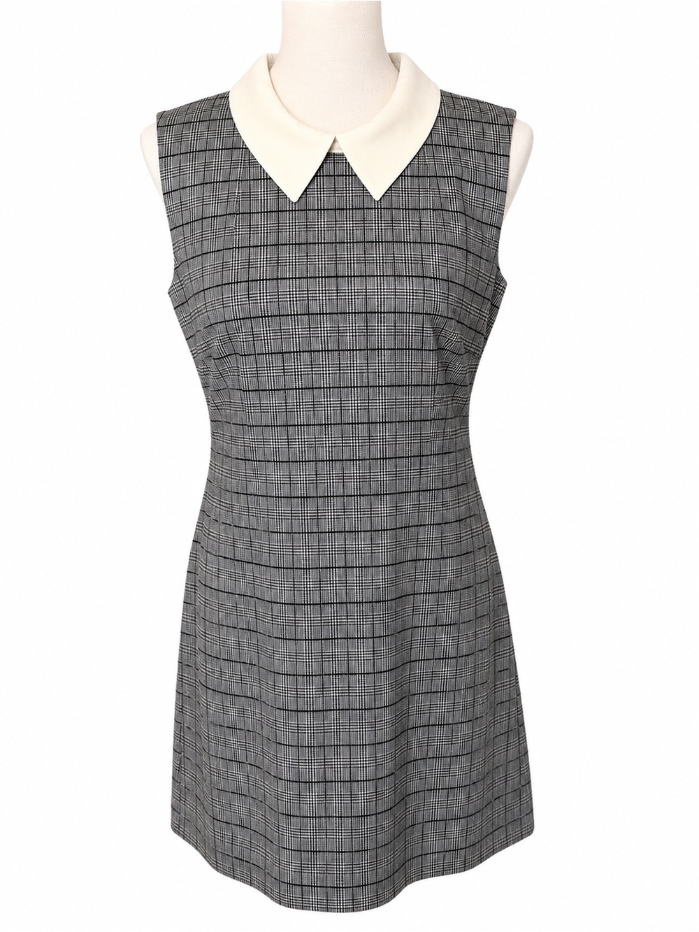 Tommy Hilfiger Sleeveless Plaid Shift Dress with Cream Peter Pan Collar - Picture 1 of 2
